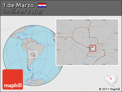 Gray Location Map of 1 De Marzo, highlighted parent region, within the entire country