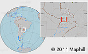 Gray Location Map of 1 de Marzo, hill shading