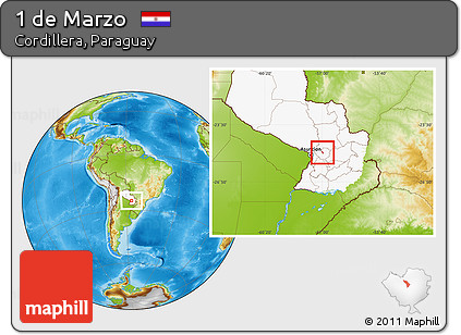 Physical Location Map of 1 De Marzo, highlighted country