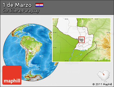 Physical Location Map of 1 De Marzo, highlighted country, highlighted parent region