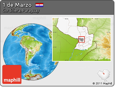 Physical Location Map of 1 De Marzo, highlighted country, highlighted parent region