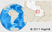 Shaded Relief Location Map of 1 de Marzo, highlighted country