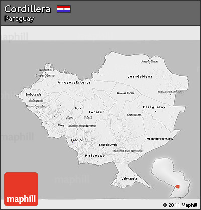 Gray 3D Map of Cordillera, single color outside