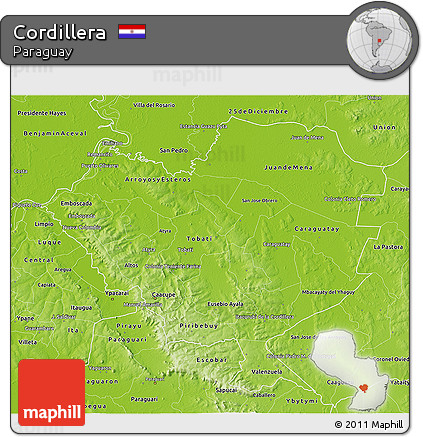 Physical 3D Map of Cordillera