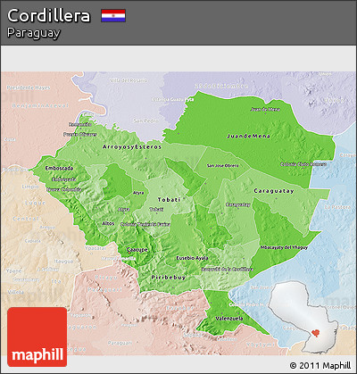 Political Shades 3D Map of Cordillera, lighten
