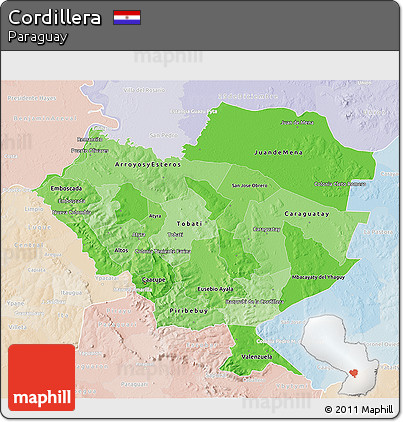 Political Shades 3D Map of Cordillera, lighten