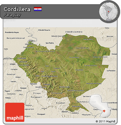Satellite 3D Map of Cordillera, shaded relief outside