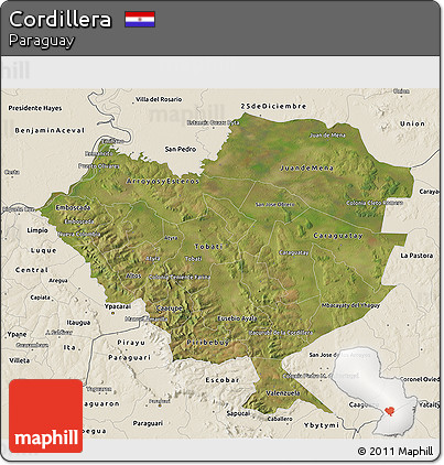Satellite 3D Map of Cordillera, shaded relief outside