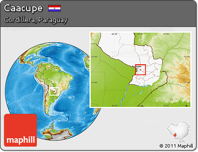 Physical Location Map of Caacupe, highlighted country