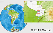 Physical Location Map of Caacupe, highlighted country, highlighted parent region