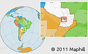 Political Location Map of Caacupe, highlighted country, highlighted parent region