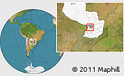 Satellite Location Map of Caacupe, highlighted country, highlighted parent region