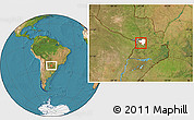 Satellite Location Map of Caacupe, highlighted parent region