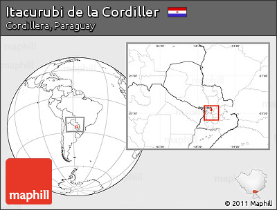 Blank Location Map of Itacurubi De La Cordiller, within the entire country