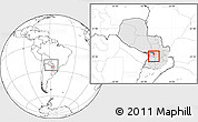 Blank Location Map of Itacurubi de la Cordiller, highlighted country, within the entire country