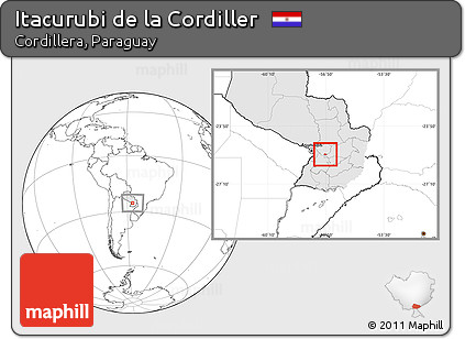 Blank Location Map of Itacurubi De La Cordiller, highlighted country
