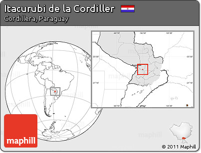 Blank Location Map of Itacurubi De La Cordiller, highlighted country