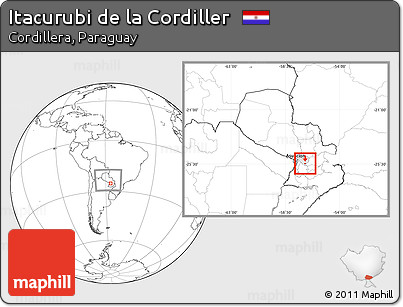 Blank Location Map of Itacurubi De La Cordiller, highlighted parent region, within the entire country