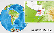 Physical Location Map of Itacurubi de la Cordiller, highlighted country, highlighted parent region