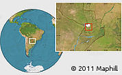 Satellite Location Map of Itacurubi de la Cordiller, highlighted parent region