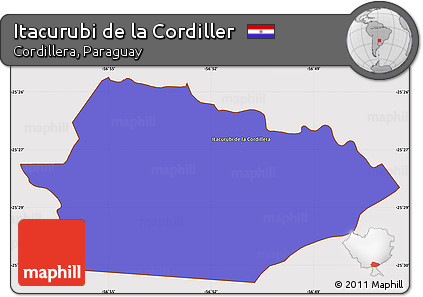 Political Simple Map of Itacurubi De La Cordiller, cropped outside