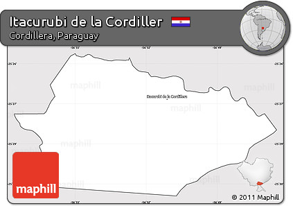 Silver Style Simple Map of Itacurubi De La Cordiller, cropped outside