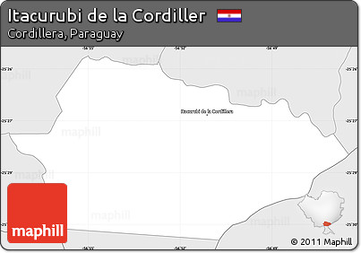 Silver Style Simple Map of Itacurubi De La Cordiller