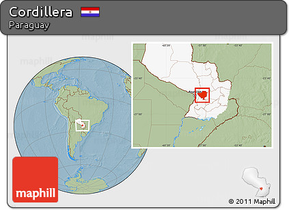 Savanna Style Location Map of Cordillera, highlighted country, hill shading