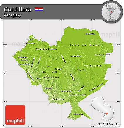Physical Map of Cordillera, cropped outside