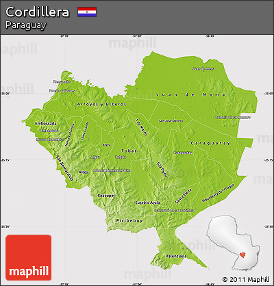Physical Map of Cordillera, cropped outside