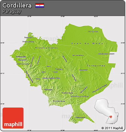 Physical Map of Cordillera, cropped outside
