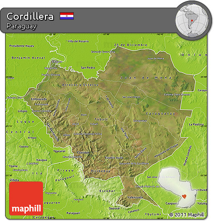 Satellite Map of Cordillera, physical outside