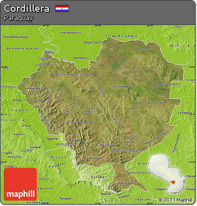 Satellite Map of Cordillera, physical outside