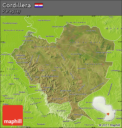 Satellite Map of Cordillera, physical outside