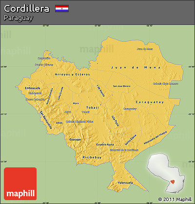 Savanna Style Map of Cordillera, single color outside