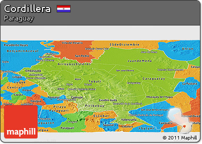 Physical Panoramic Map of Cordillera, political outside