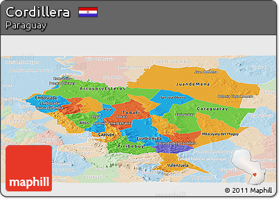Political Panoramic Map of Cordillera, lighten