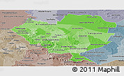 Political Shades Panoramic Map of Cordillera, semi-desaturated
