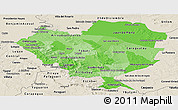 Political Shades Panoramic Map of Cordillera, shaded relief outside