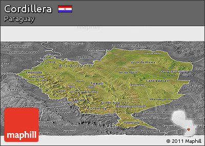 Satellite Panoramic Map of Cordillera, desaturated