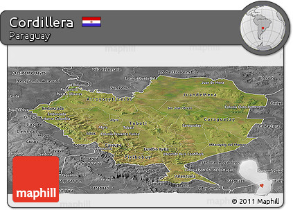 Satellite Panoramic Map of Cordillera, desaturated