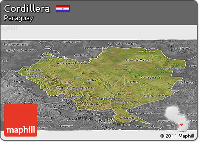 Satellite Panoramic Map of Cordillera, desaturated