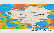 Shaded Relief Panoramic Map of Cordillera, political outside