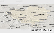 Shaded Relief Panoramic Map of Cordillera, semi-desaturated