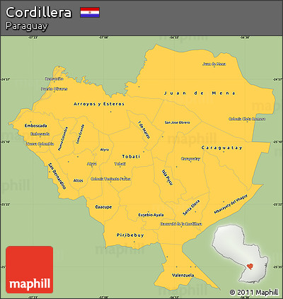 Savanna Style Simple Map of Cordillera, single color outside
