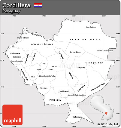 Silver Style Simple Map of Cordillera, cropped outside