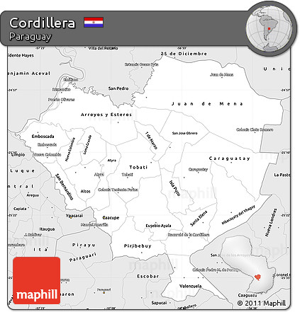 Silver Style Simple Map of Cordillera