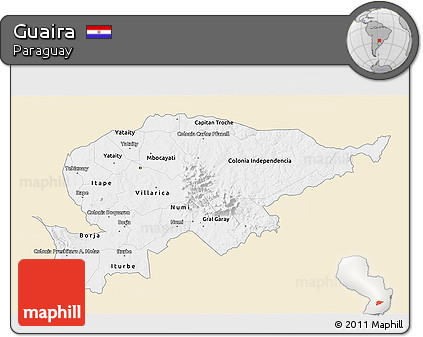 Classic Style 3D Map of Guaira, single color outside