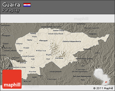 Shaded Relief 3D Map of Guaira, darken