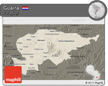 Shaded Relief 3D Map of Guaira, darken